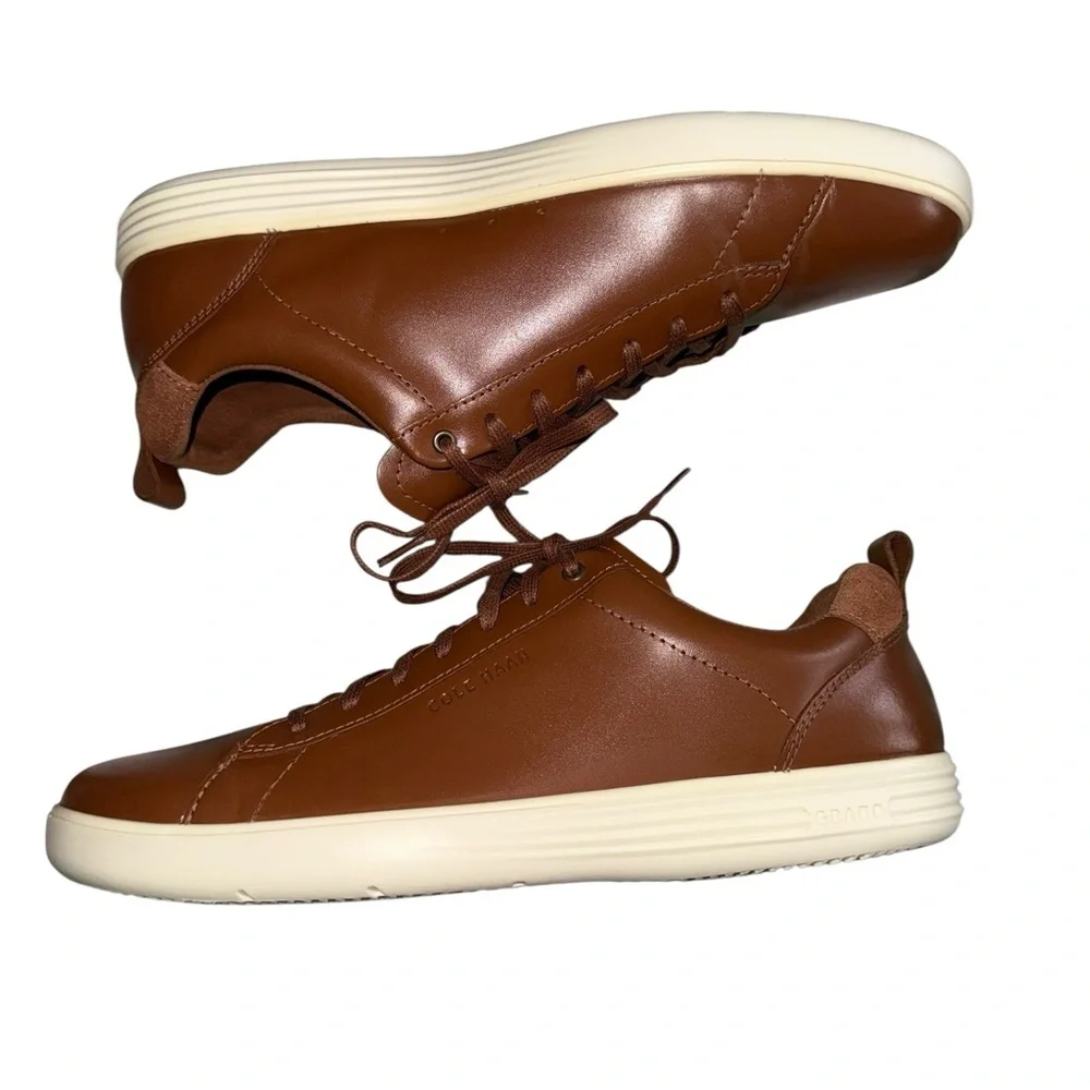 Cole Haan Grand+ Crosscourt Tan Leather Sneakers Size 10.5 M